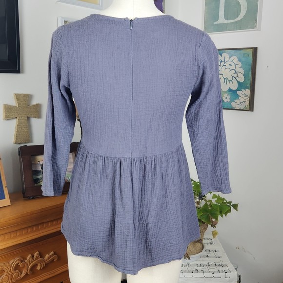Polagram Peplum Embroidered Top Size S/P - Picture 2 of 5